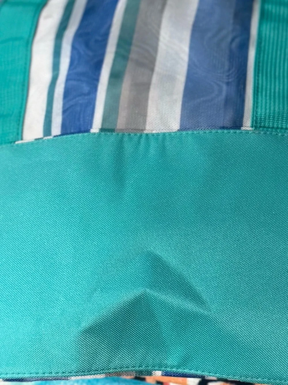 Striped Beach Tote with Teal Handles